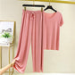 ✨Begrenztes Zeitangebot: 49% Rabatt💥Weiches und bequemes Ice Silk T-Shirt mit kurzen Ärmeln Zweiteiliges Set Lose Hose mit weitem Bein
