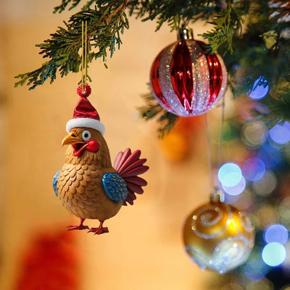 🎄12 Stück🐓Weihnachtsmütze-Huhn-Ornament✨