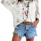 🔥💐FRÜHJAHRSANGEBOT⚡ÜBER 50.000 VERKAUFT!✨ Beige Häkeltop im Boho-Stil mit V-Ausschnitt für Damen