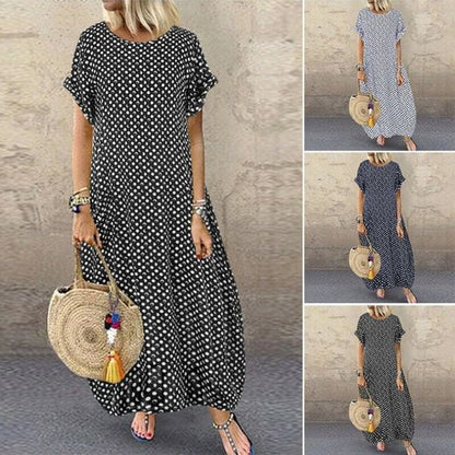 🔥Kurzärmliges Kleid in Übergröße mit Polka Dot-Print