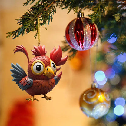 🎄12 Stück🐓Weihnachtsmütze-Huhn-Ornament✨