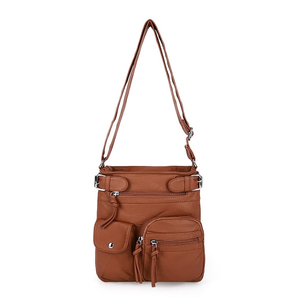 Multi-Pocket Crossbody Bag Soft Leather Shoulder Purse Bag