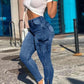 Skinny Jeans mit Pattentasche und Reißverschluss an der Seite