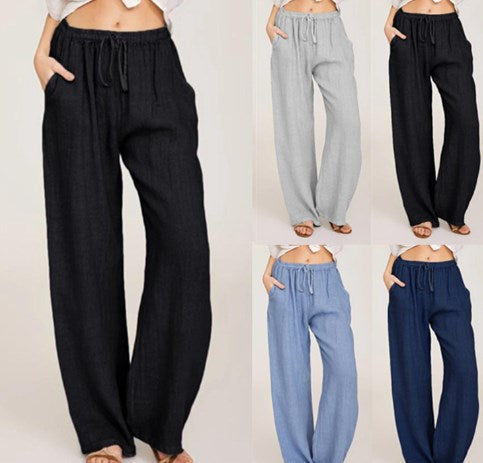 💥Heißer Verkauf – 49% RABATT🔥Sommerhose aus Leinen-Baumwolle mit weitem Bein für Damen
