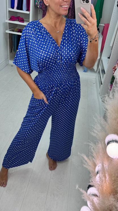 💥Heiße 49% RABATT💖Jumpsuit mit elastischer Taille und Tupfenmuster