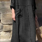 💕Lässiges, atmungsaktives, einfarbiges Kleid mit Rundhalsausschnitt