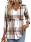 🎀Zeitlich begrenztes Angebot💥Damenpullover mit V-Ausschnitt, 3/4-Ärmeln und Patchworkmuster