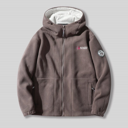 Warme doppelseitige Kapuzenjacke aus Kunstfleece für Herren