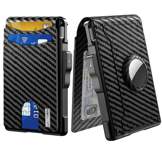 💼🔒Schlankes Herren-Geldbeutel aus Aluminium mit RFID-Schutz – Pop-up-Kartenhalter mit Geldklammer und zwei Ausweisfächern