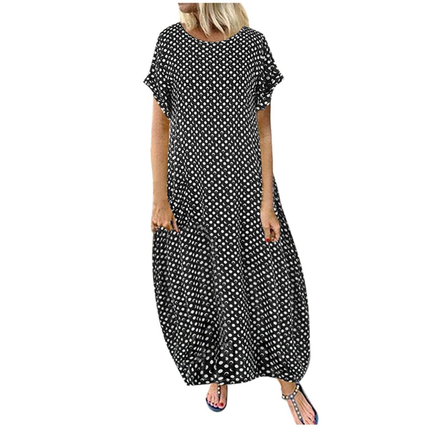 🔥Kurzärmliges Kleid in Übergröße mit Polka Dot-Print