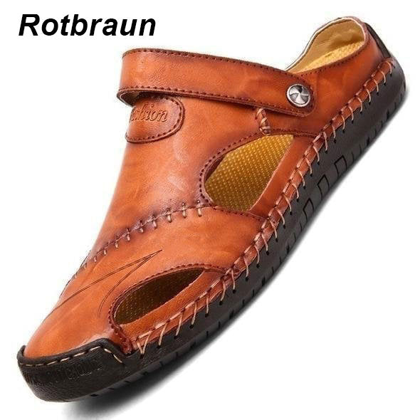 🔥Große Größe Weiches Leder Männer Atmungsaktive Outdoor-Sandalen