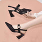 🔥Sommer kommt💥Zeitlich begrenztes Angebot✨🎀Spitz zulaufende Knöchelriemen-Sandalen mit Strasssteinen