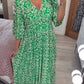 Bohemian Casual Print V-Ausschnitt Langes Kleid