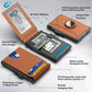 💼🔒Men's Slim RFID Blocking Aluminum Wallet – Pop-Up Card Holder with Money Clip & Dual ID Windows