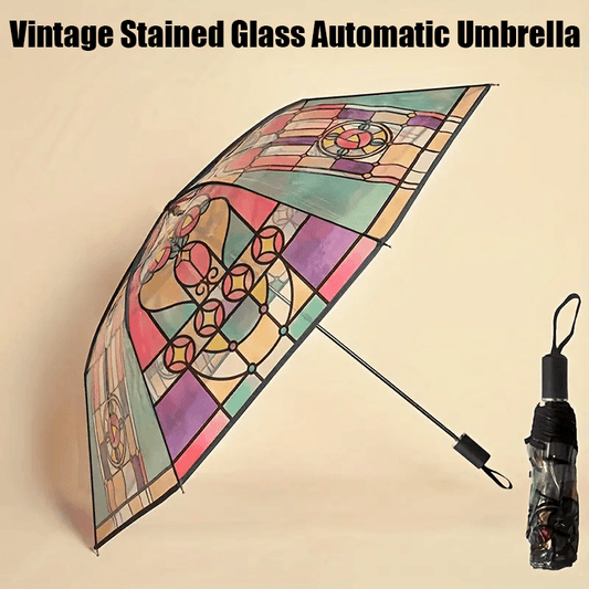 🔥Heißer Verkauf 49% RABATT💦 -Automatischer Regenschirm aus Buntglas im Vintage-Stil