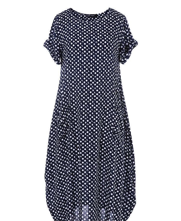 🔥Kurzärmliges Kleid in Übergröße mit Polka Dot-Print