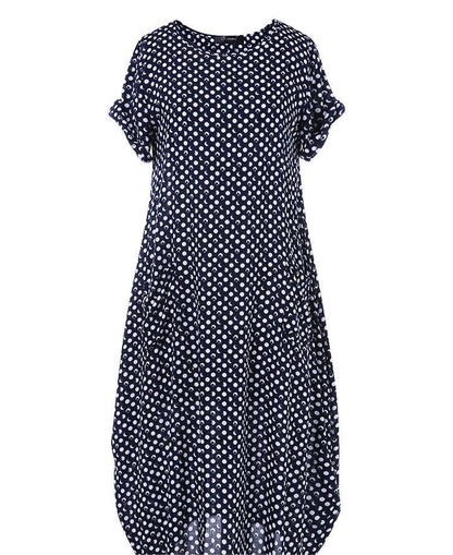 🔥Kurzärmliges Kleid in Übergröße mit Polka Dot-Print