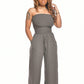 🔥Schulterfreier, einfarbiger, gesmokten Jumpsuit