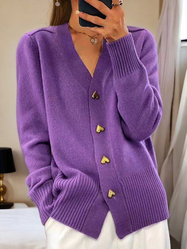 🌸Women's Casual Winter Plain Yarn Wool Yarn Buttoned Cardigan