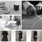 Lockeres, plissiertes, elegantes schwarzes Kleid mit siebenzackigen Ärmeln