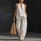 Damen-Set: Ärmelloses Neckholder-Top mit V-Ausschnitt und weite Hose (2-teilig)