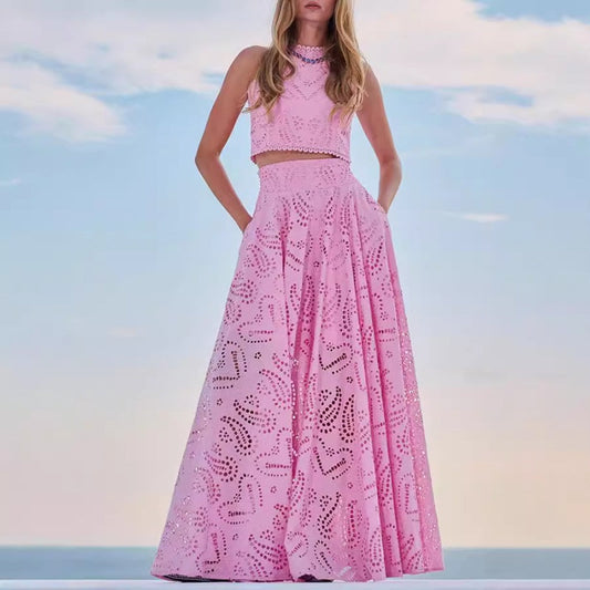 🔥2025 neue Produkte🔥 2-teiliges Set aus ärmellosem Top mit Cut-outs und fließendem Rock