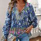 💖 Modisches, bedrucktes Langarmshirt mit V-Ausschnitt für Damen
