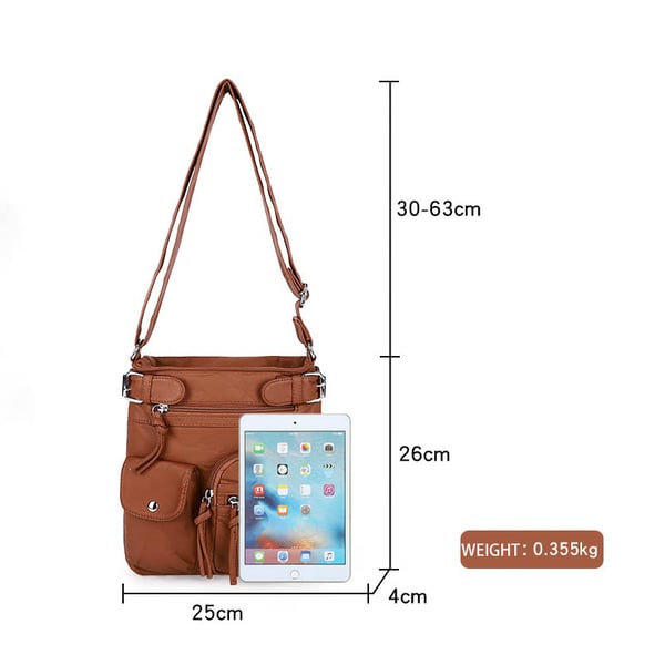 Multi-Pocket Crossbody Bag Soft Leather Shoulder Purse Bag