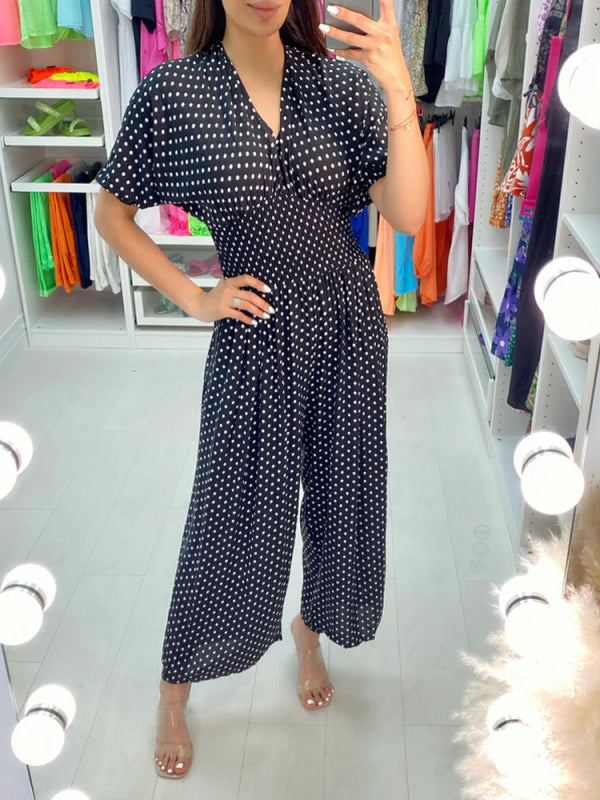 💥Heiße 49% RABATT💖Jumpsuit mit elastischer Taille und Tupfenmuster