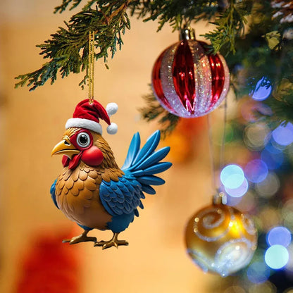 🎄12 Stück🐓Weihnachtsmütze-Huhn-Ornament✨