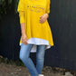 Zweiteiliges T-Shirt mit langen Ärmeln und Buchstabendruck