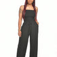 🔥Schulterfreier, einfarbiger, gesmokten Jumpsuit