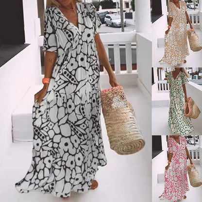 ✨Sommer-Schnäppchen🌸 Lässiges, geblümtes Swingkleid für Damen