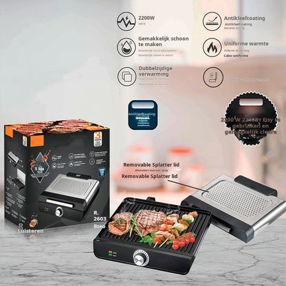 🔥 Rauchfreier Indoor-Grill – Grillen Sie Ihre Lieblingsgerichte ganz ohne Schmutz! 2200 W für aromatische Ergebnisse! 🍖🌟 🔥
