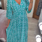 Bohemian Casual Print V-Ausschnitt Langes Kleid