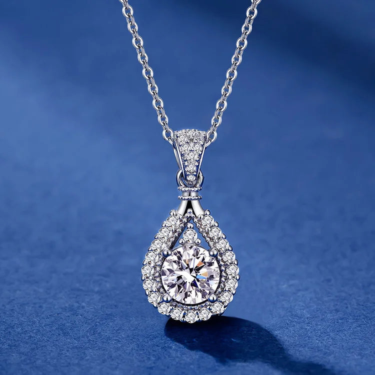 Sterling Silver Moissanite Drop Necklace