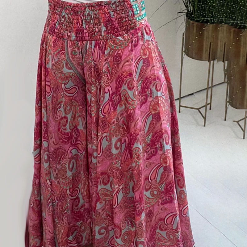 Leichte Hose mit Ethno-Print, elastischer Taille