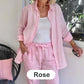 💐Set aus langärmliger Bluse und Hose aus Baumwollleinen für Damen🔥
