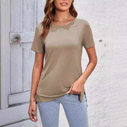 ✨ LÄSSIGES T-SHIRT MIT SEITENSCHLITZ FÜR DEN SOMMER FÜR DAMEN (2 STÜCK KAUFEN, KOSTENLOSER VERSAND)