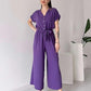 🌸 Lässiger Damen-Overall mit V-Ausschnitt und kurzen Ärmeln