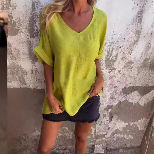 🌺Oversized V-Ausschnitt Top für Damen
