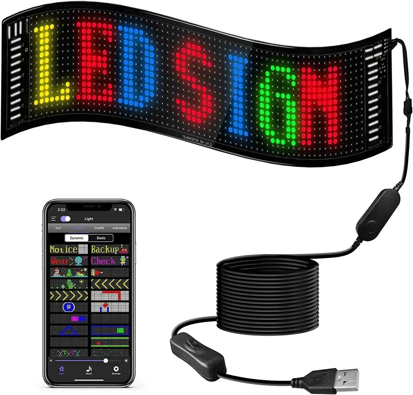 ✨Herbstschlussverkauf🌸Flexibles Bluetooth-LED-Display für Fahrzeuge