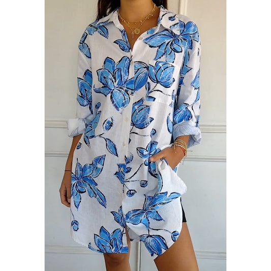 🌸 Bedrucktes Sommer-Hemdkleid für Damen