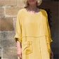 💕Lässiges, atmungsaktives, einfarbiges Kleid mit Rundhalsausschnitt