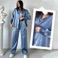 Trendy 2-teilige Outfits: ✨Glänzendes Hemd und Hose mit weitem Bein und hoher Taille