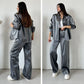 Trendy 2-teilige Outfits: ✨Glänzendes Hemd und Hose mit weitem Bein und hoher Taille