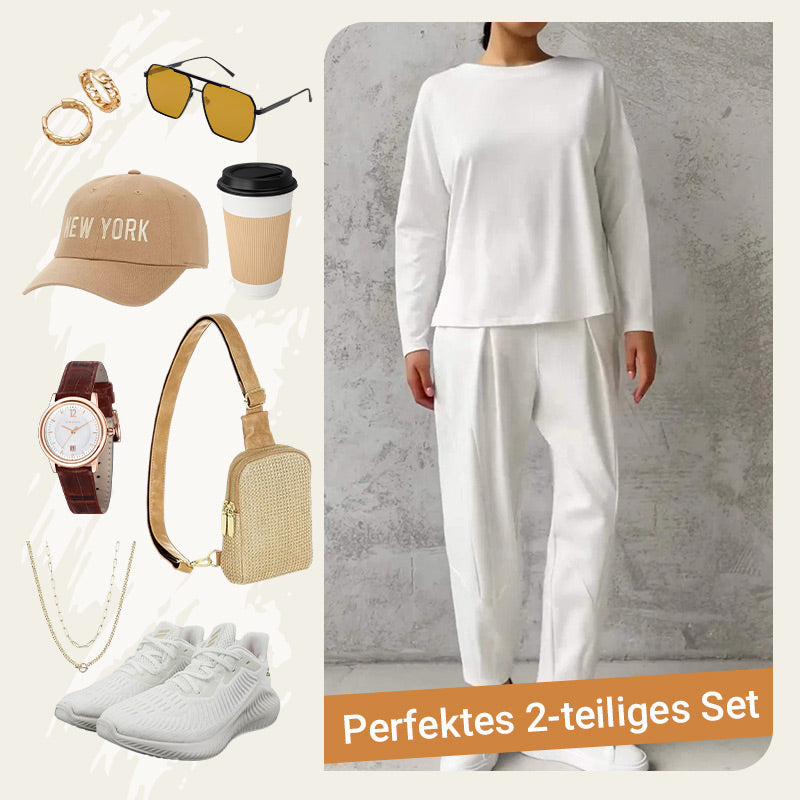 Mode, Freizeit ✨Langarm mit rundem Hals ＆ Hose 2-teiliger Set