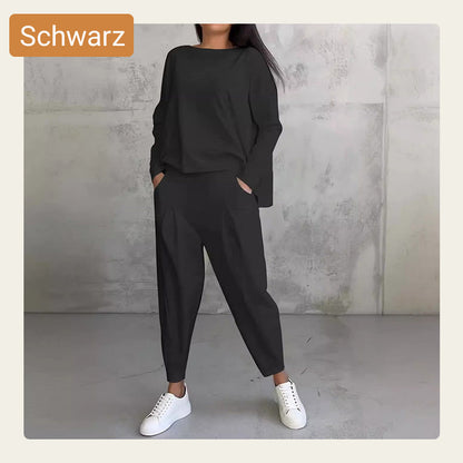 Mode, Freizeit ✨Langarm mit rundem Hals ＆ Hose 2-teiliger Set