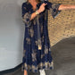 🔥Heißer Verkauf 49% RABATT🔥Locker sitzendes Vintage-Kleid mit V-Ausschnitt