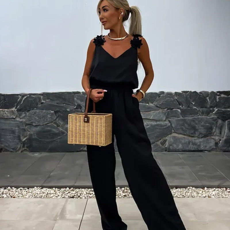 Ärmelloser Jumpsuit mit weitem Bein für Damen